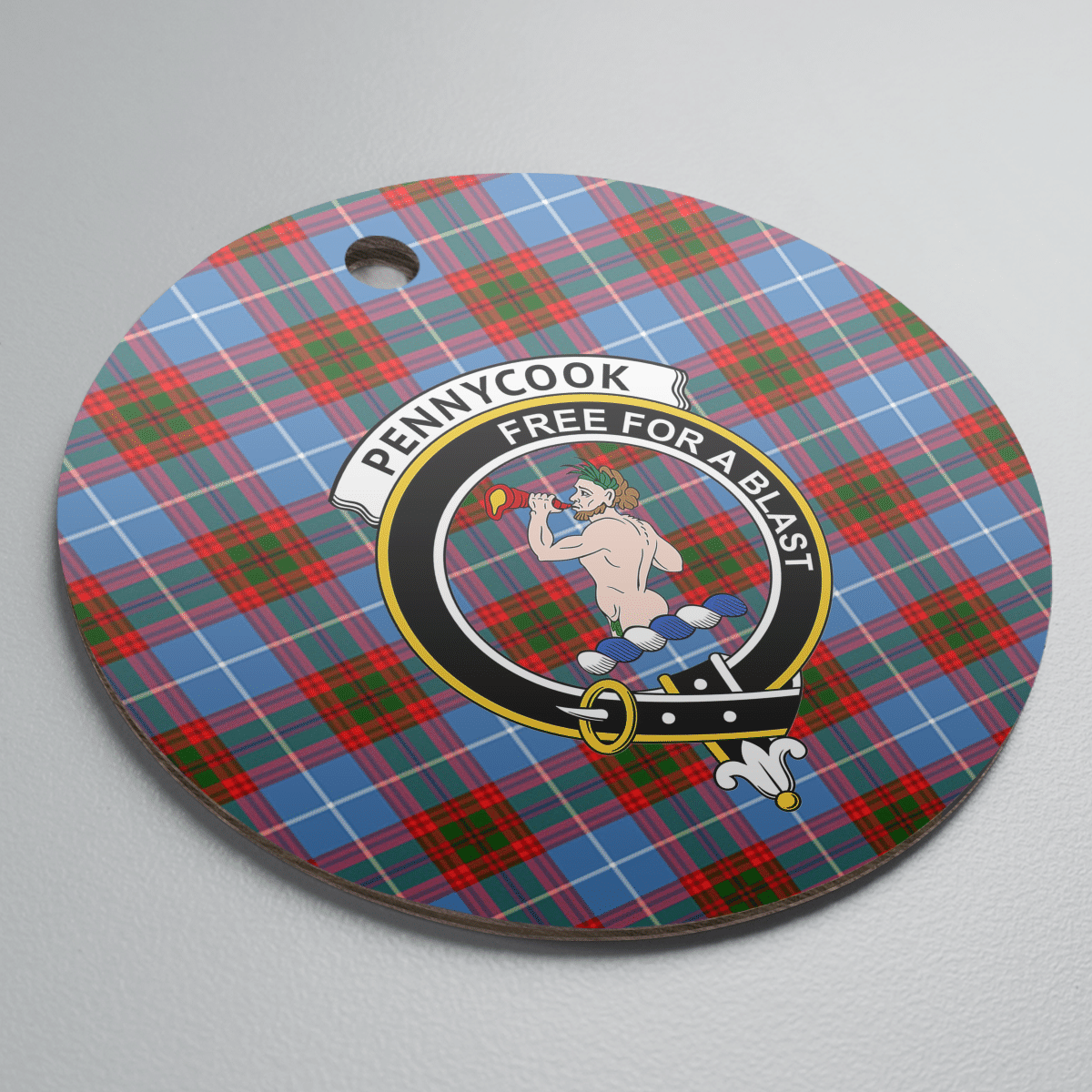 Clan Pennycook (Edinburgh) Tartan Crest Round Ceramic Ornament UQ46 Pennycook (Edinburgh) Tartan Tartan Christmas   