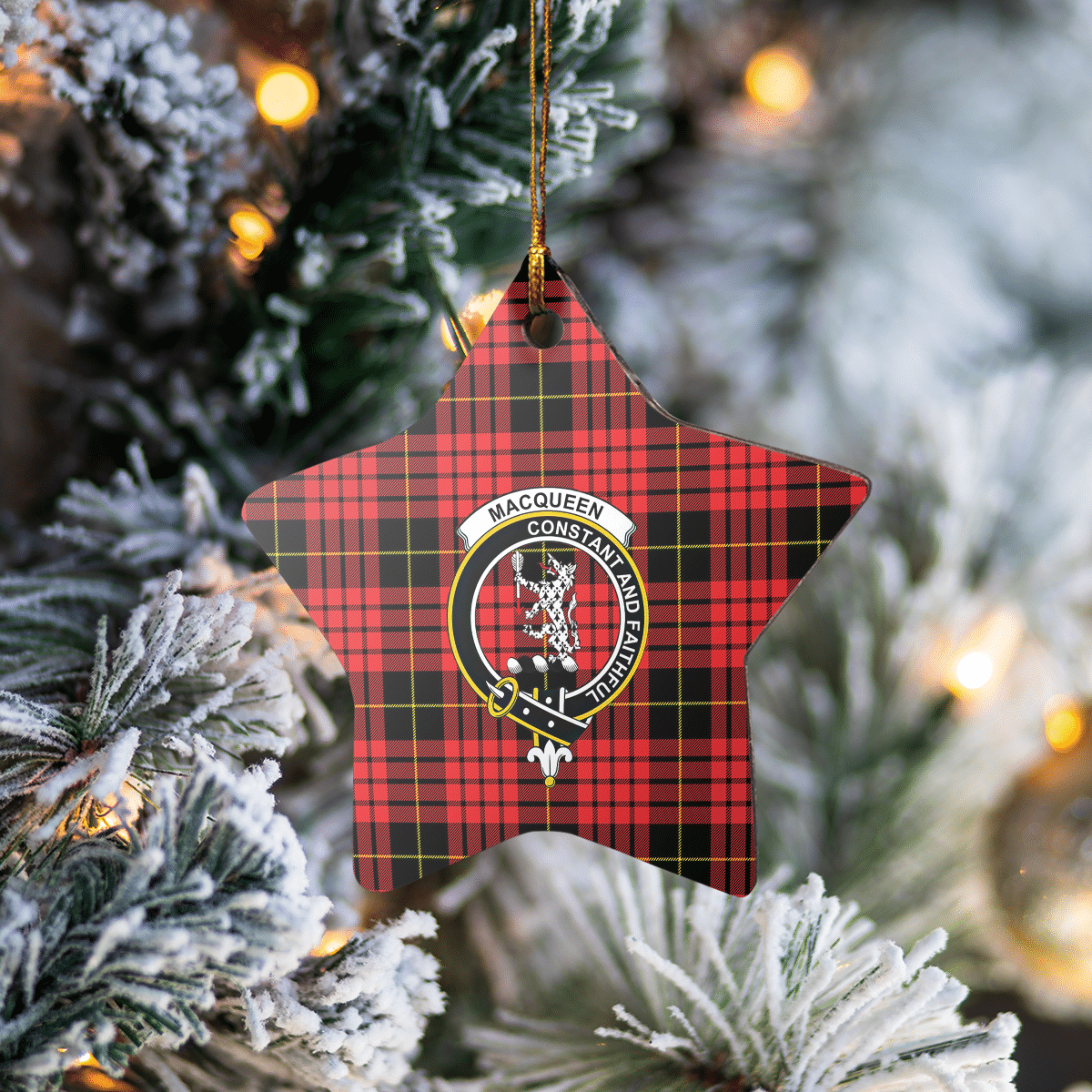 Clan MacQueen Modern Tartan Crest Star Ceramic Ornament KK56 MacQueen Modern Tartan Tartan Christmas   