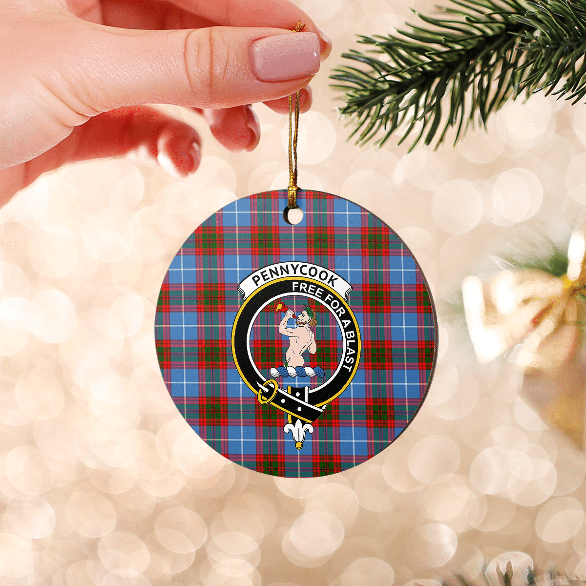 Clan Pennycook (Edinburgh) Tartan Crest Round Ceramic Ornament UQ46 Pennycook (Edinburgh) Tartan Tartan Christmas   