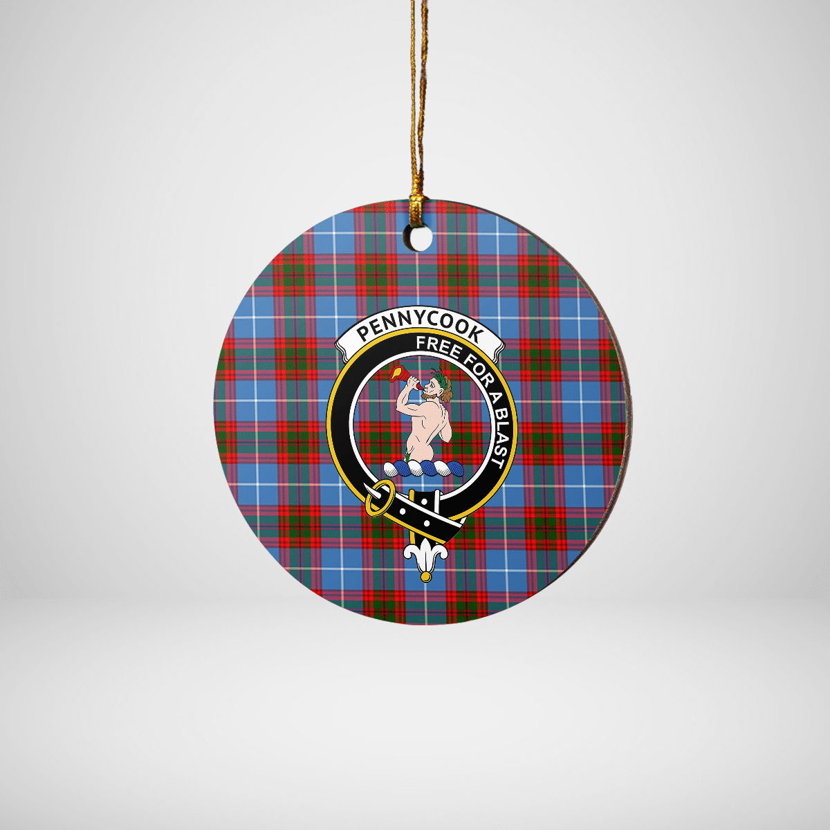 Clan Pennycook (Edinburgh) Tartan Crest Round Ceramic Ornament UQ46 Pennycook (Edinburgh) Tartan Tartan Christmas   