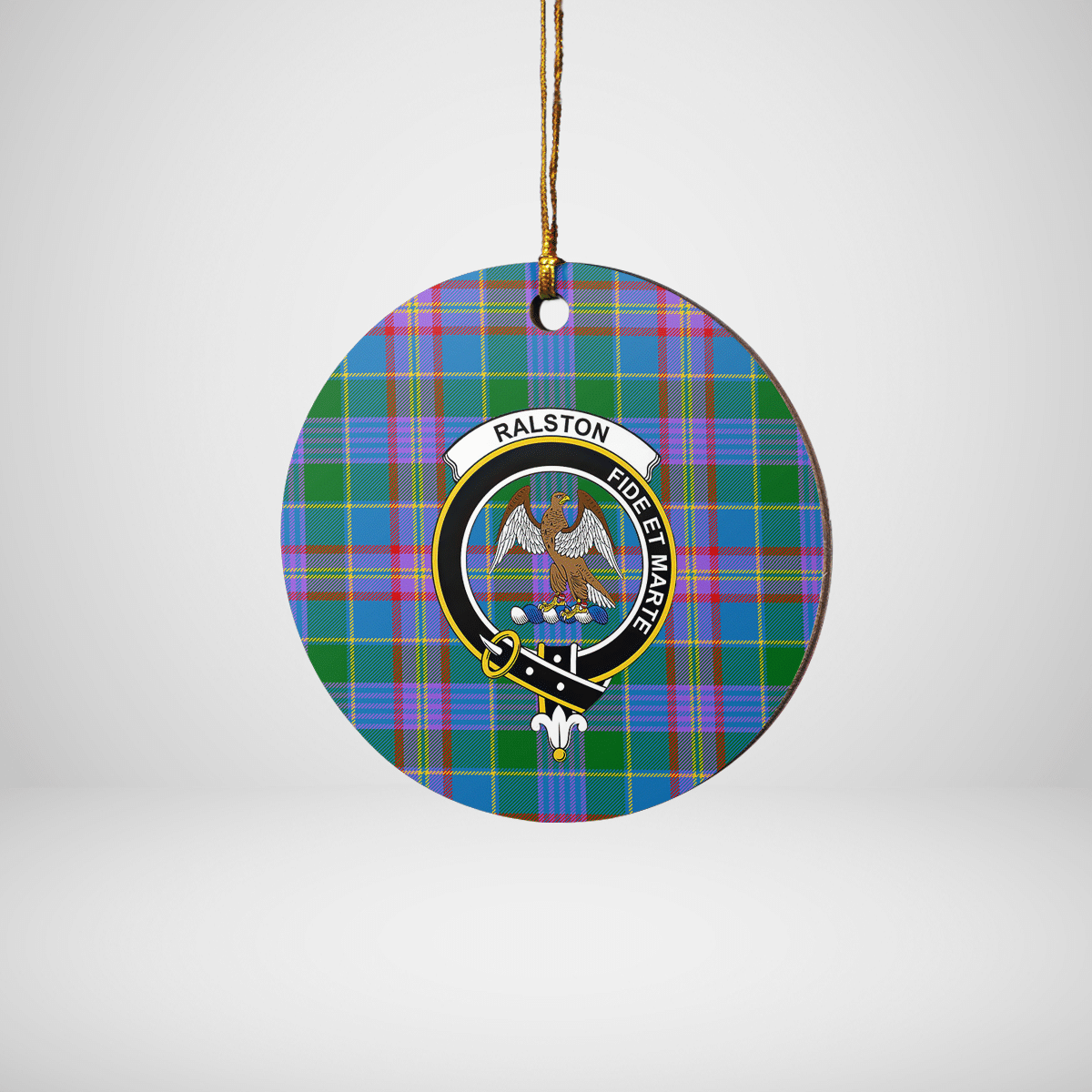 Clan Ralston Tartan Crest Round Ceramic Ornament MZ40 Ralston Tartan Tartan Christmas   