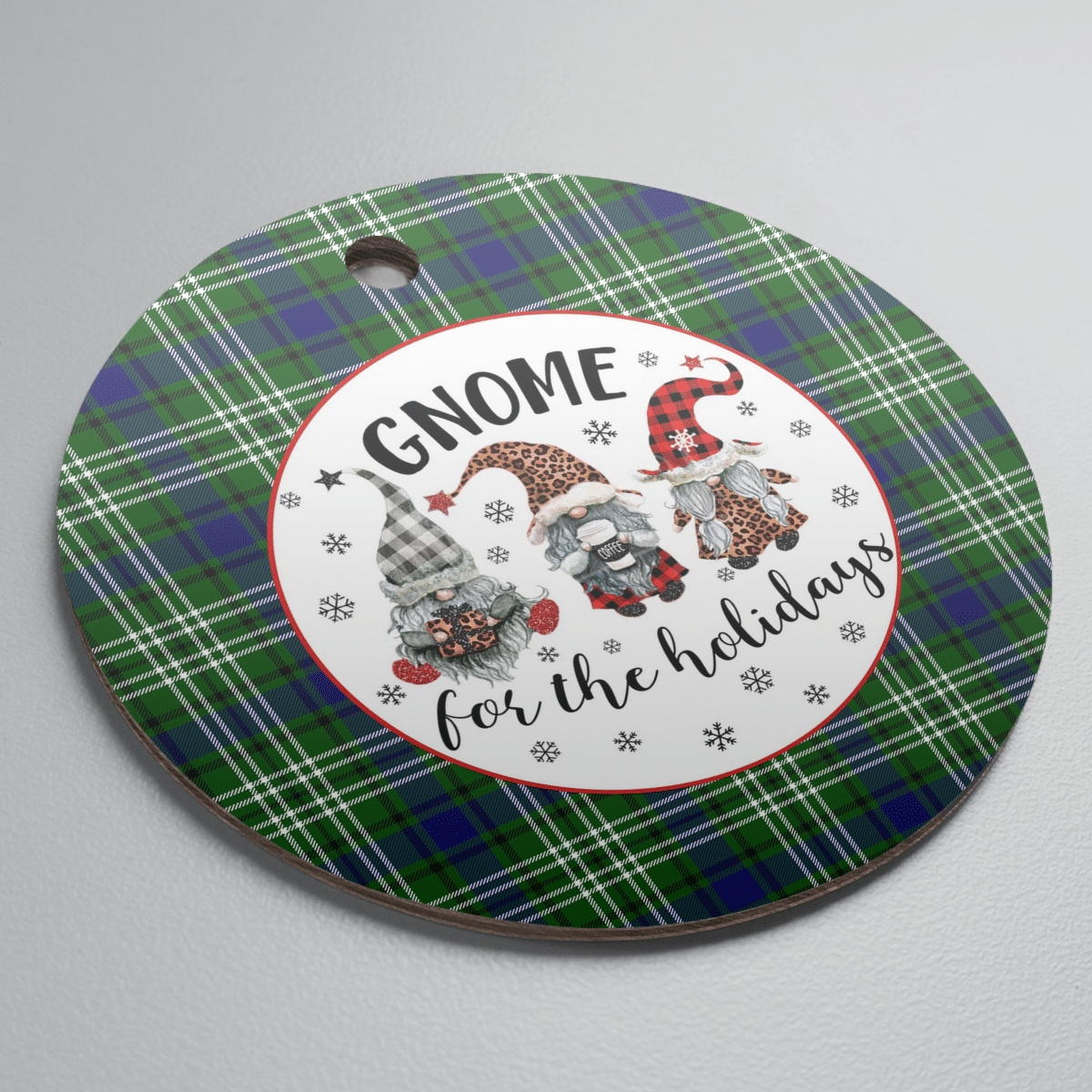 Clan Swinton (Tweedside) Tartan Tartan Crest Gnome Round Ceramic Ornament RJ22 Swinton (Tweedside) Tartan Tartan Christmas   