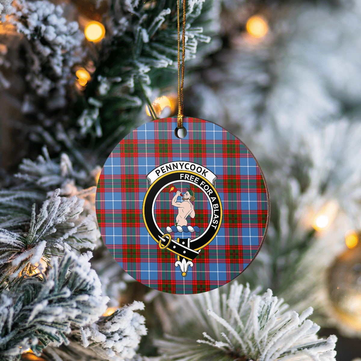 Clan Pennycook (Edinburgh) Tartan Crest Round Ceramic Ornament UQ46 Pennycook (Edinburgh) Tartan Tartan Christmas   