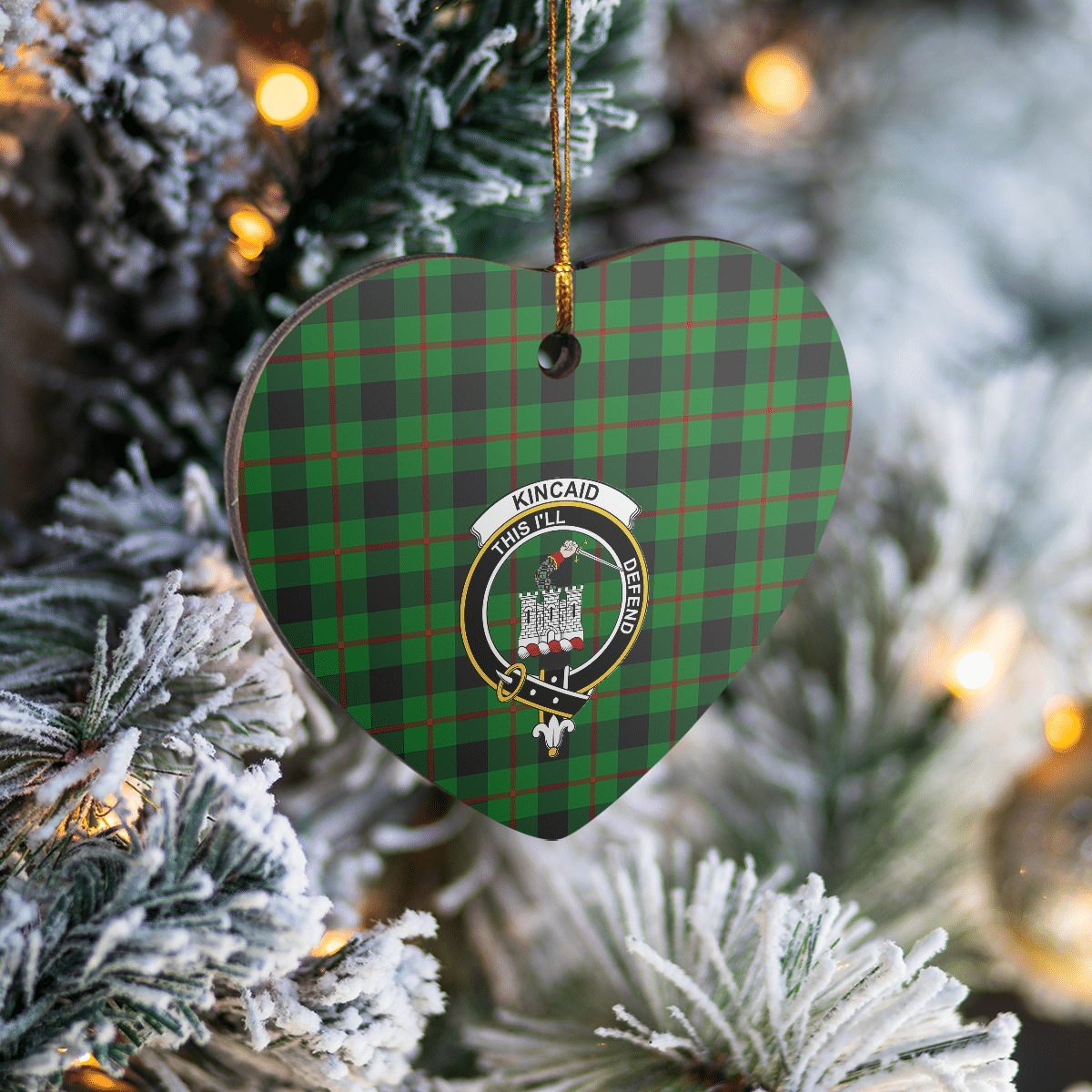 Clan Kincaid Tartan Crest Heart Ceramic Ornament ED64 Kincaid Tartan Tartan Christmas   