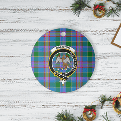 Clan Ralston Tartan Crest Round Ceramic Ornament MZ40 Ralston Tartan Tartan Christmas   