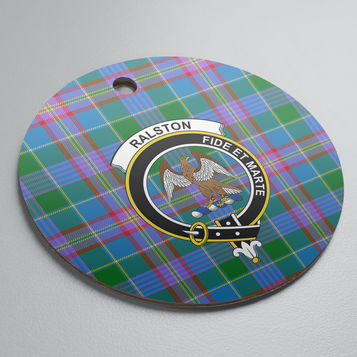 Clan Ralston Tartan Crest Round Ceramic Ornament MZ40 Ralston Tartan Tartan Christmas   