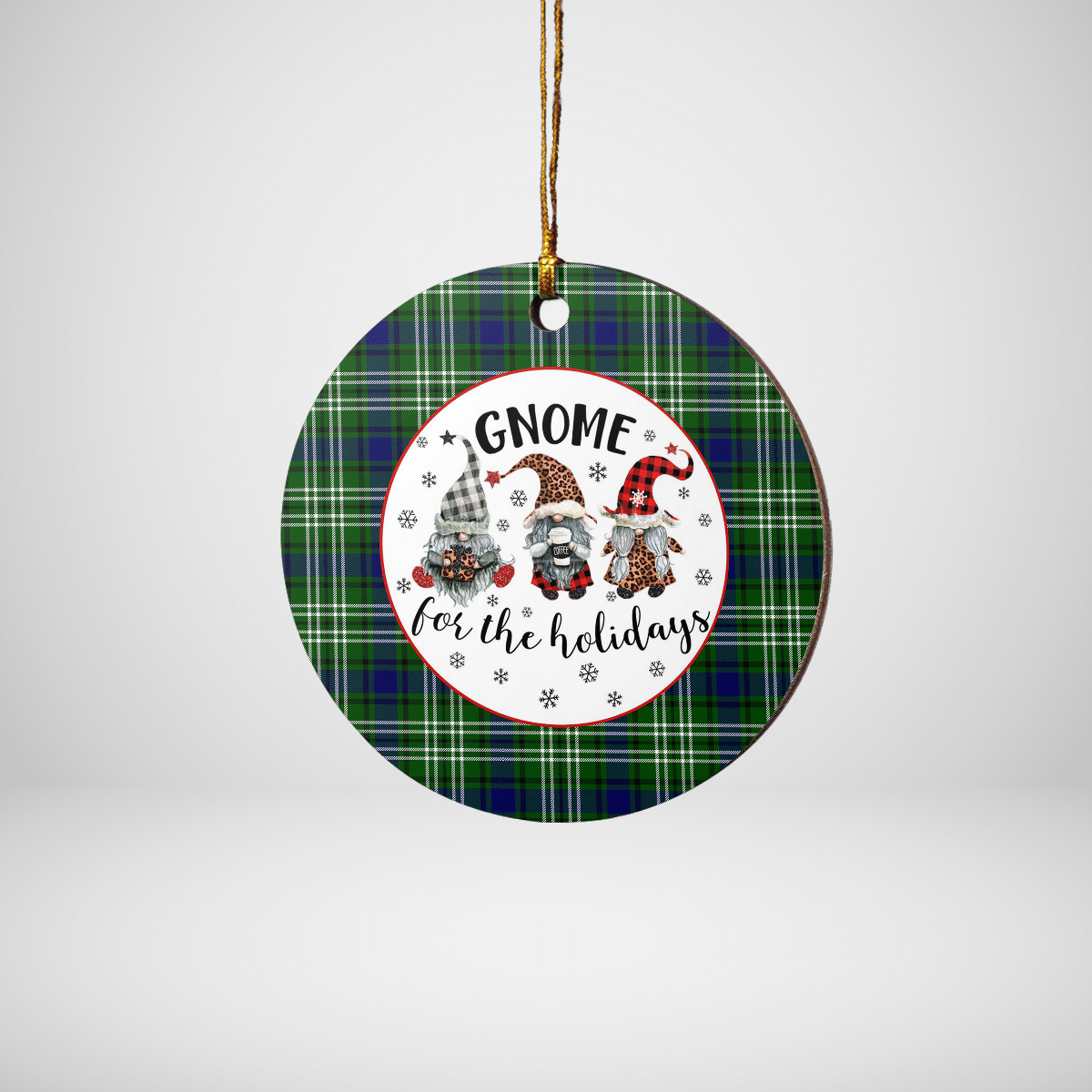 Clan Swinton (Tweedside) Tartan Tartan Crest Gnome Round Ceramic Ornament RJ22 Swinton (Tweedside) Tartan Tartan Christmas   