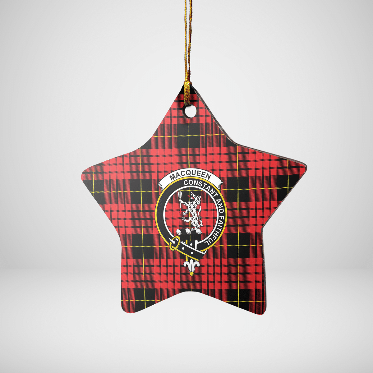 Clan MacQueen Modern Tartan Crest Star Ceramic Ornament KK56 MacQueen Modern Tartan Tartan Christmas   