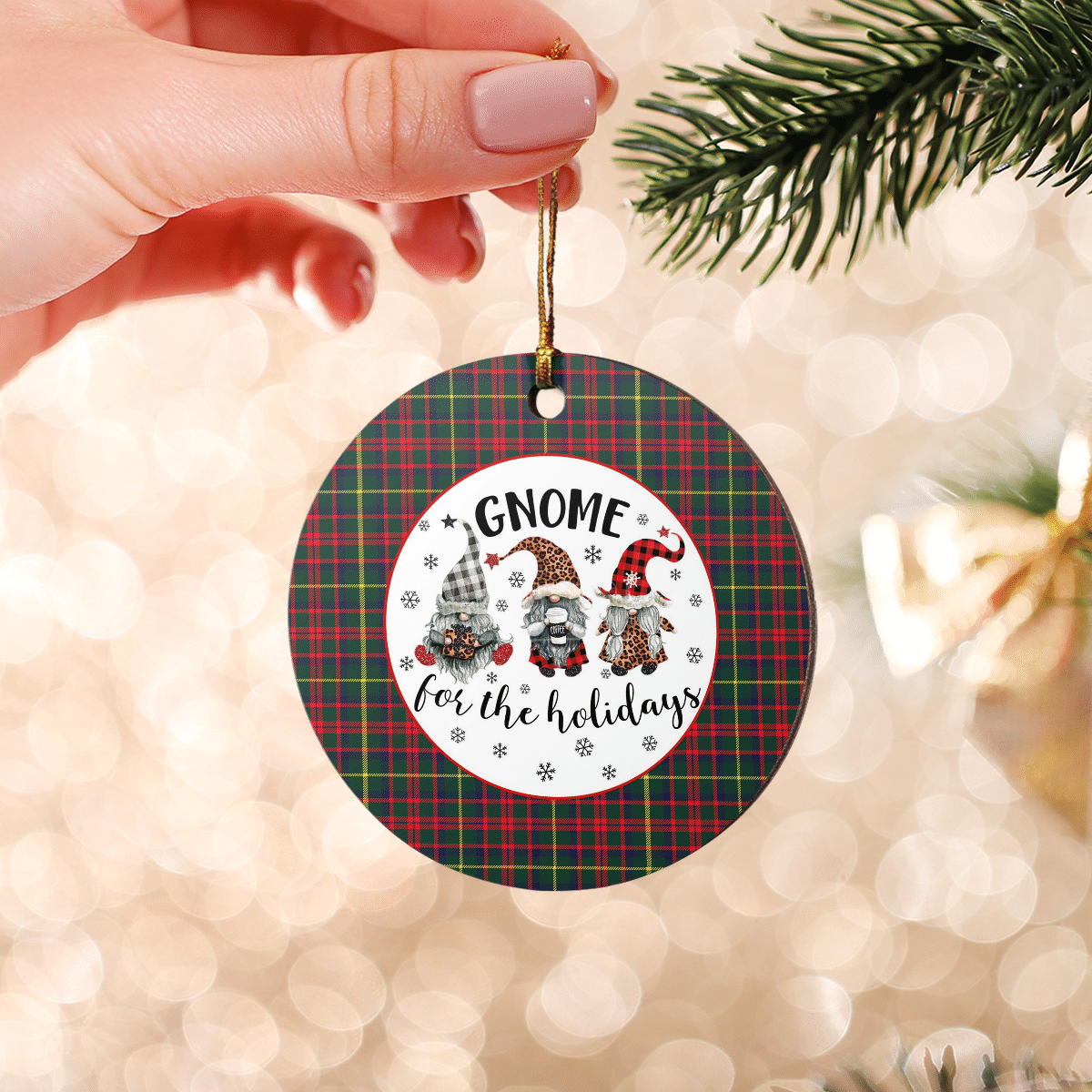 Clan MacKintosh Hunting Modern Tartan Tartan Crest Gnome Round Ceramic Ornament CZ78 MacKintosh Hunting Modern Tartan Tartan Christmas   