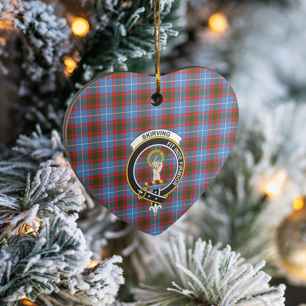 Clan Skirving (Edinburgh) Tartan Crest Heart Ceramic Ornament NU21 Skirving (Edinburgh) Tartan Tartan Christmas   