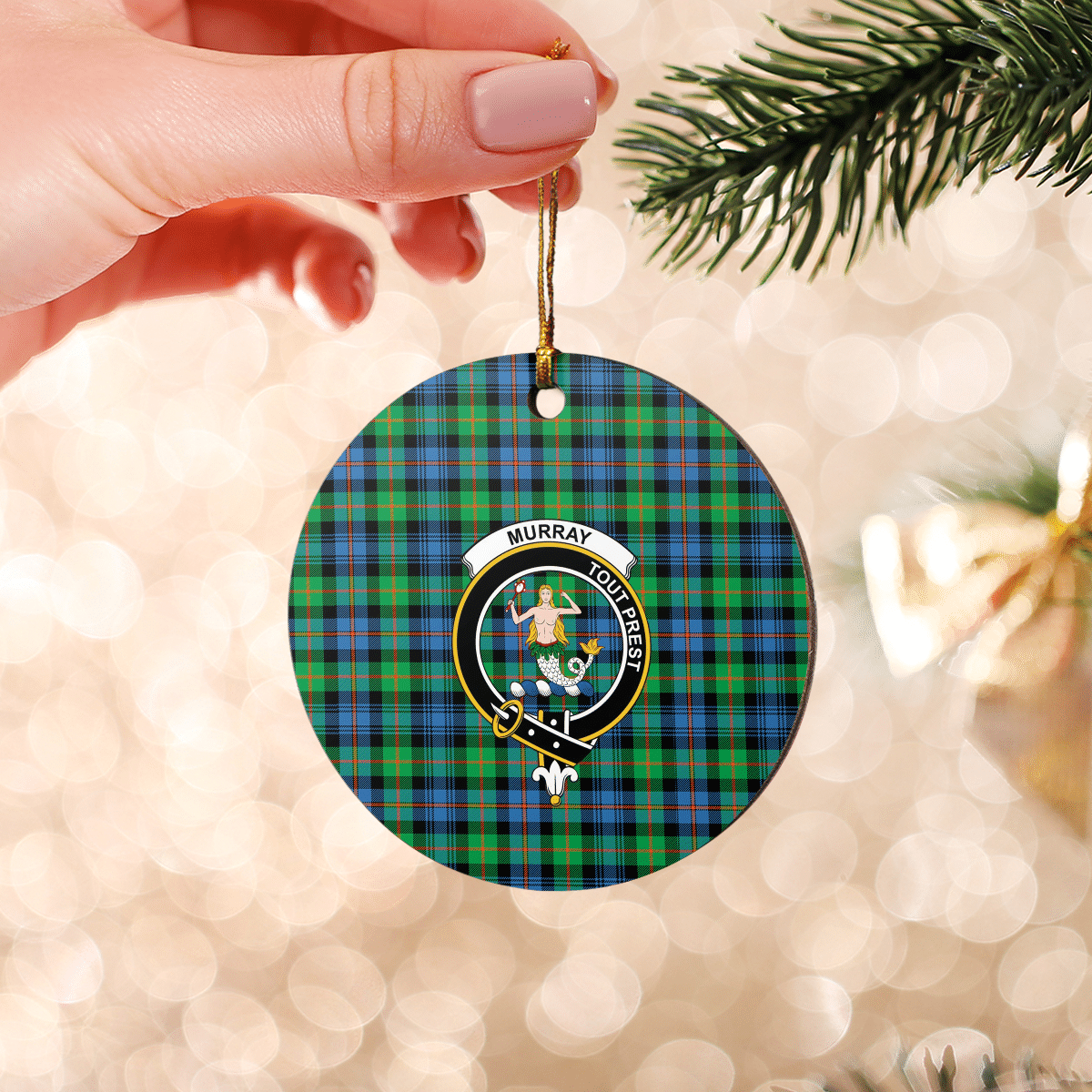 Clan Murray of Atholl Ancient Tartan Crest Round Ceramic Ornament DI72 Murray of Atholl Ancient Tartan Tartan Christmas   