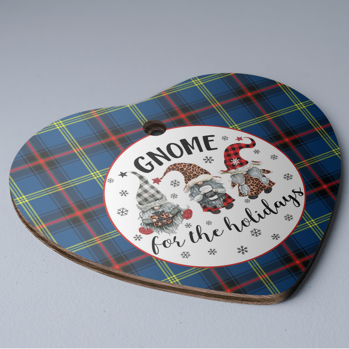 Clan Grewar Tartan Tartan Crest Gnome Heart Ceramic Ornament XO48 Grewar Tartan Tartan Christmas   