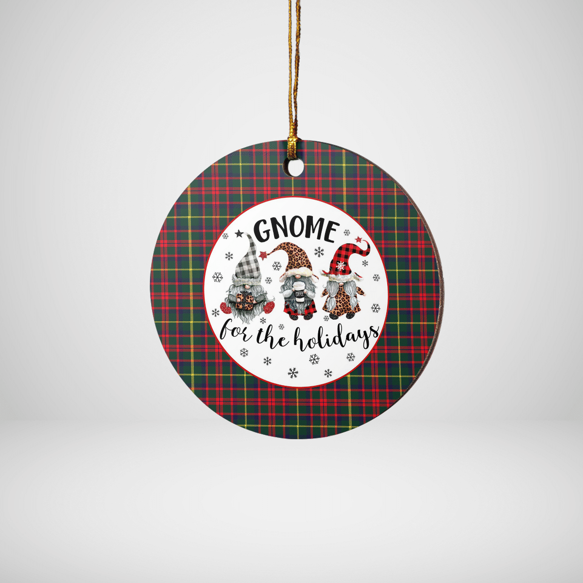 Clan MacKintosh Hunting Modern Tartan Tartan Crest Gnome Round Ceramic Ornament CZ78 MacKintosh Hunting Modern Tartan Tartan Christmas   