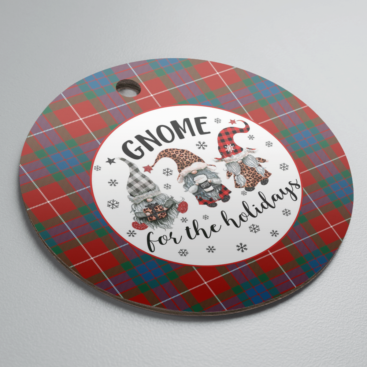 Clan Fraser Ancient Tartan Tartan Crest Gnome Round Ceramic Ornament KP64 Fraser Ancient Tartan Tartan Christmas   