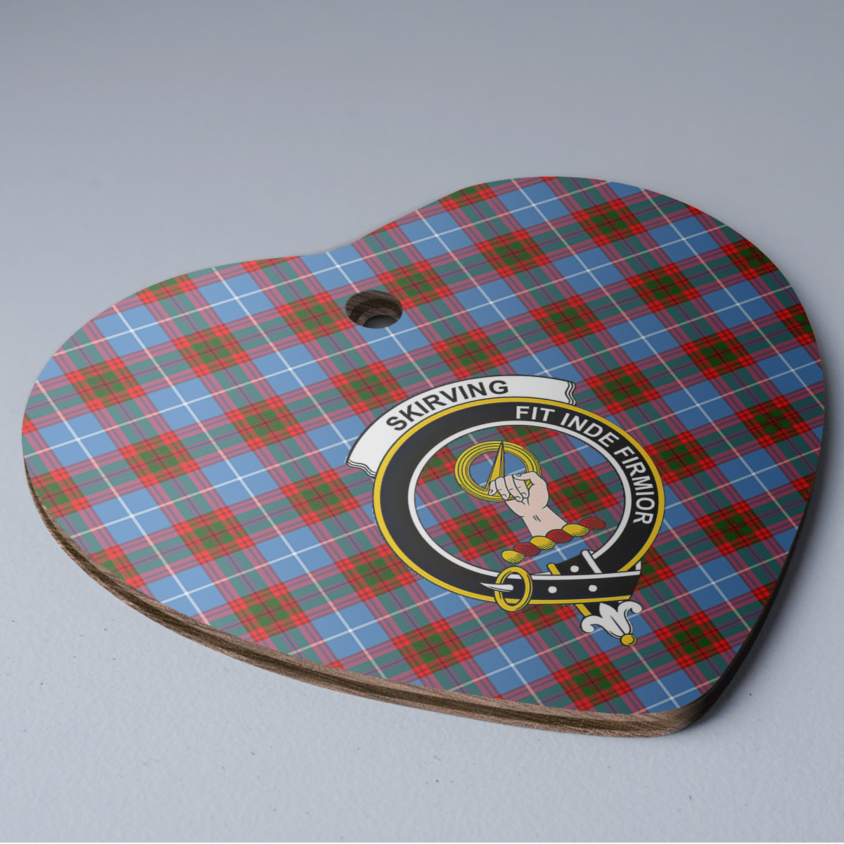 Clan Skirving (Edinburgh) Tartan Crest Heart Ceramic Ornament NU21 Skirving (Edinburgh) Tartan Tartan Christmas   