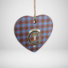 Clan Skirving (Edinburgh) Tartan Crest Heart Ceramic Ornament NU21 Skirving (Edinburgh) Tartan Tartan Christmas   