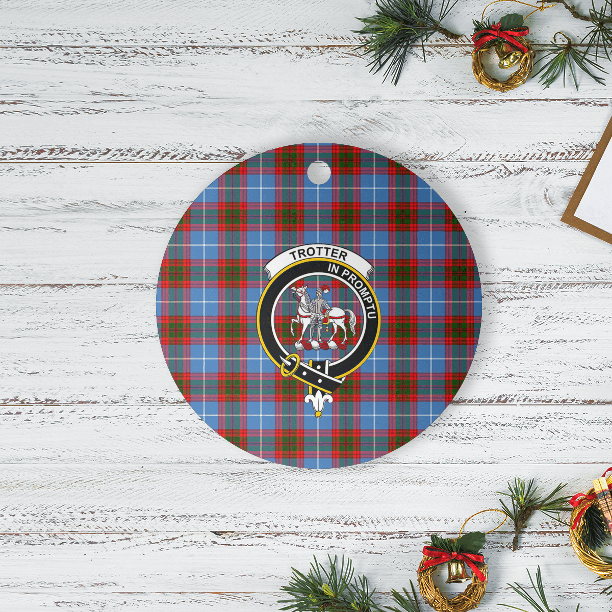 Clan Trotter Tartan Crest Round Ceramic Ornament GJ42 Trotter Tartan Tartan Christmas   