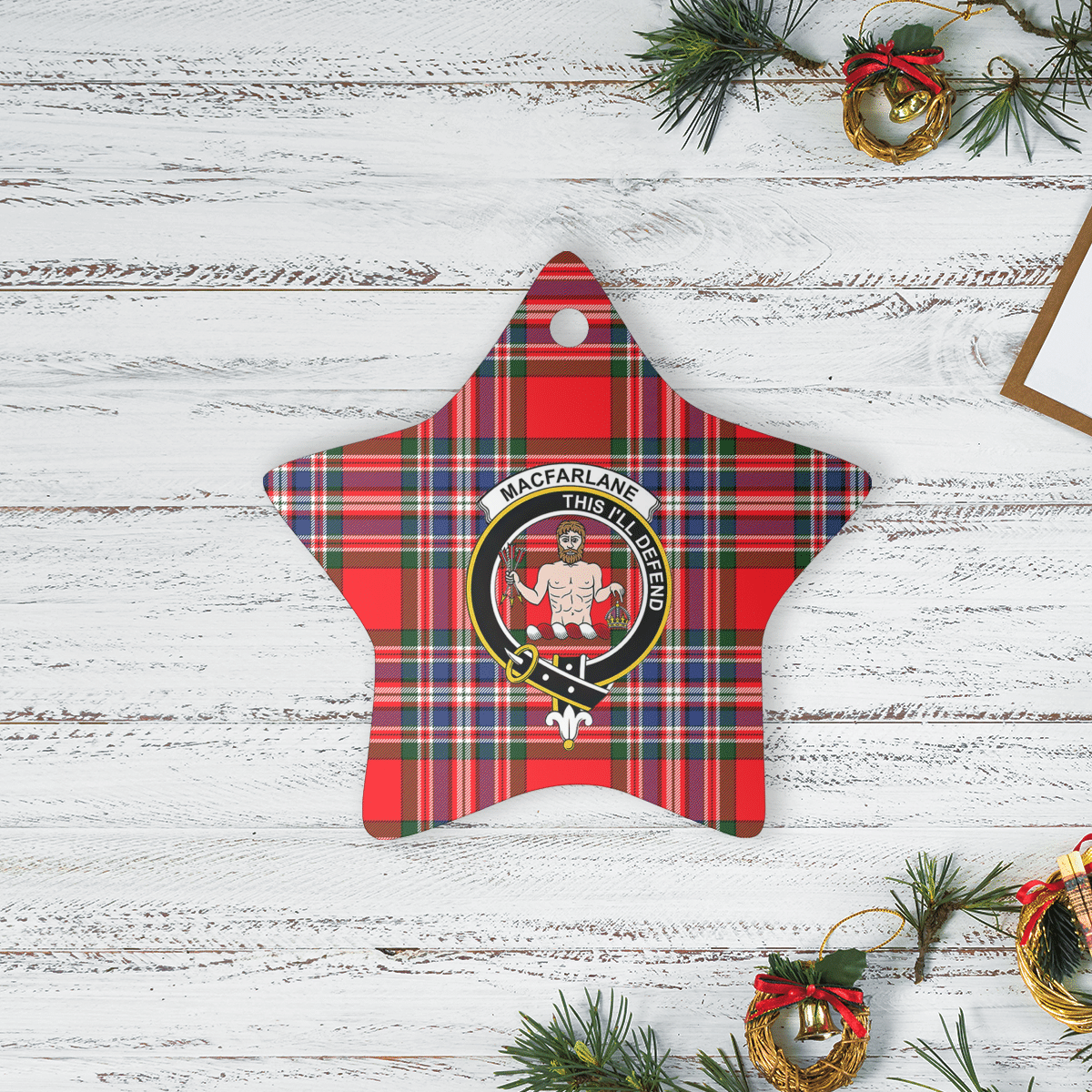 Clan MacFarlane Modern Tartan Crest Star Ceramic Ornament CB43 MacFarlane Modern Tartan Tartan Christmas   