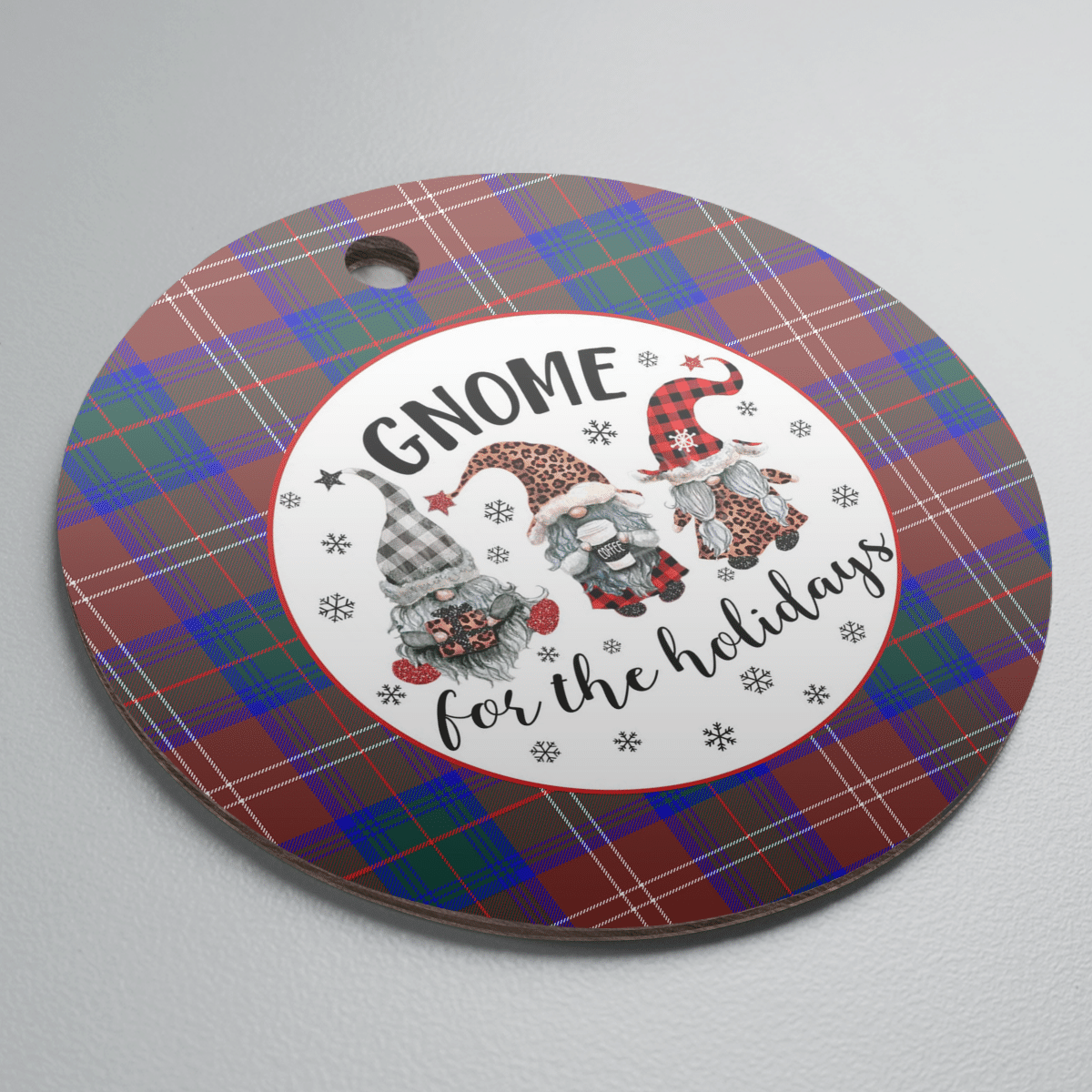 Clan Chisholm Hunting Modern Tartan Tartan Crest Gnome Round Ceramic Ornament RU91 Chisholm Hunting Modern Tartan Tartan Christmas   