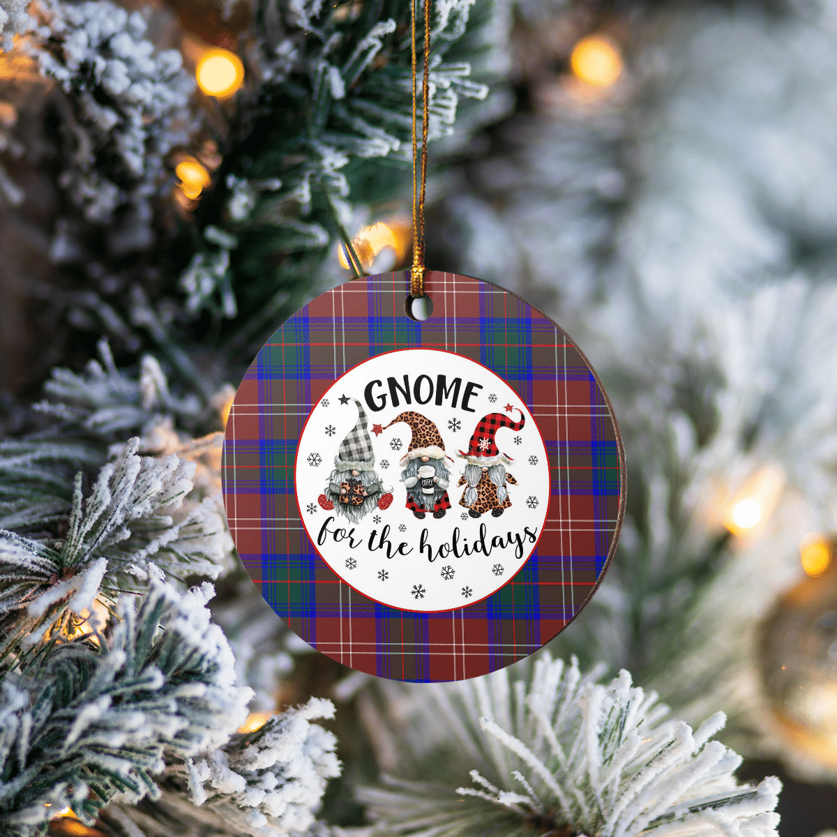 Clan Chisholm Hunting Modern Tartan Tartan Crest Gnome Round Ceramic Ornament RU91 Chisholm Hunting Modern Tartan Tartan Christmas   