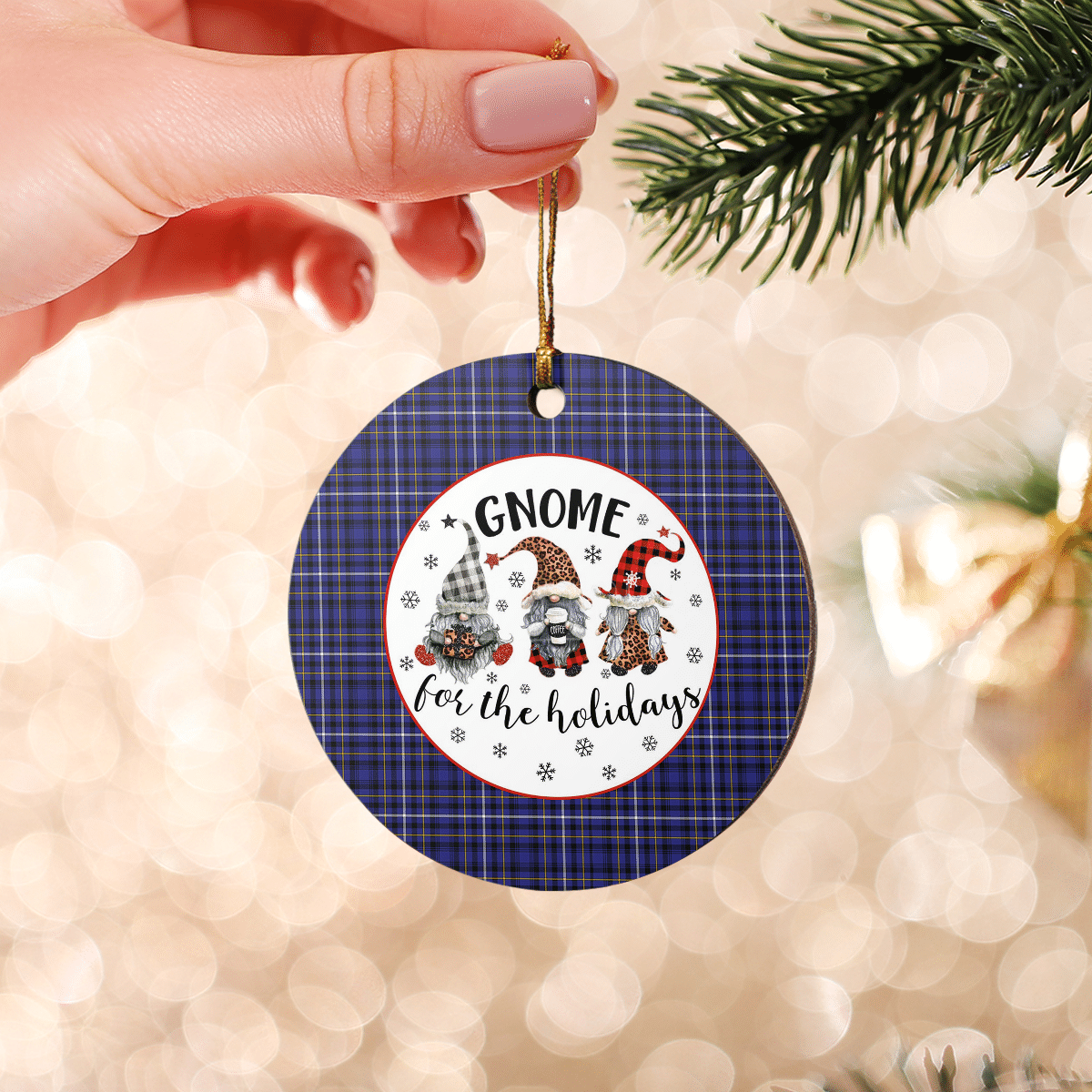 Clan Fleming Tartan Tartan Crest Gnome Round Ceramic Ornament ZD83 Fleming Tartan Tartan Christmas   