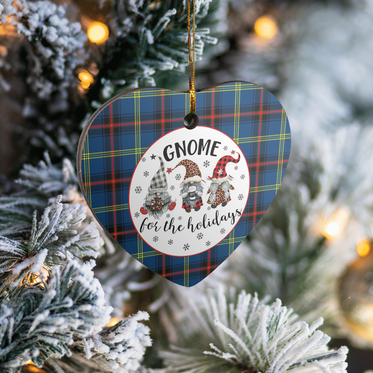 Clan Grewar Tartan Tartan Crest Gnome Heart Ceramic Ornament XO48 Grewar Tartan Tartan Christmas   