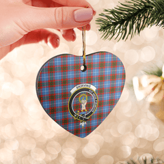 Clan Skirving (Edinburgh) Tartan Crest Heart Ceramic Ornament NU21 Skirving (Edinburgh) Tartan Tartan Christmas   