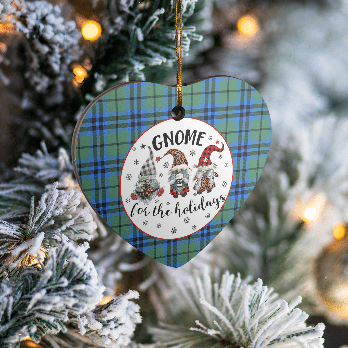 Clan Falconer Tartan Tartan Crest Gnome Heart Ceramic Ornament NP84 Falconer Tartan Tartan Christmas   