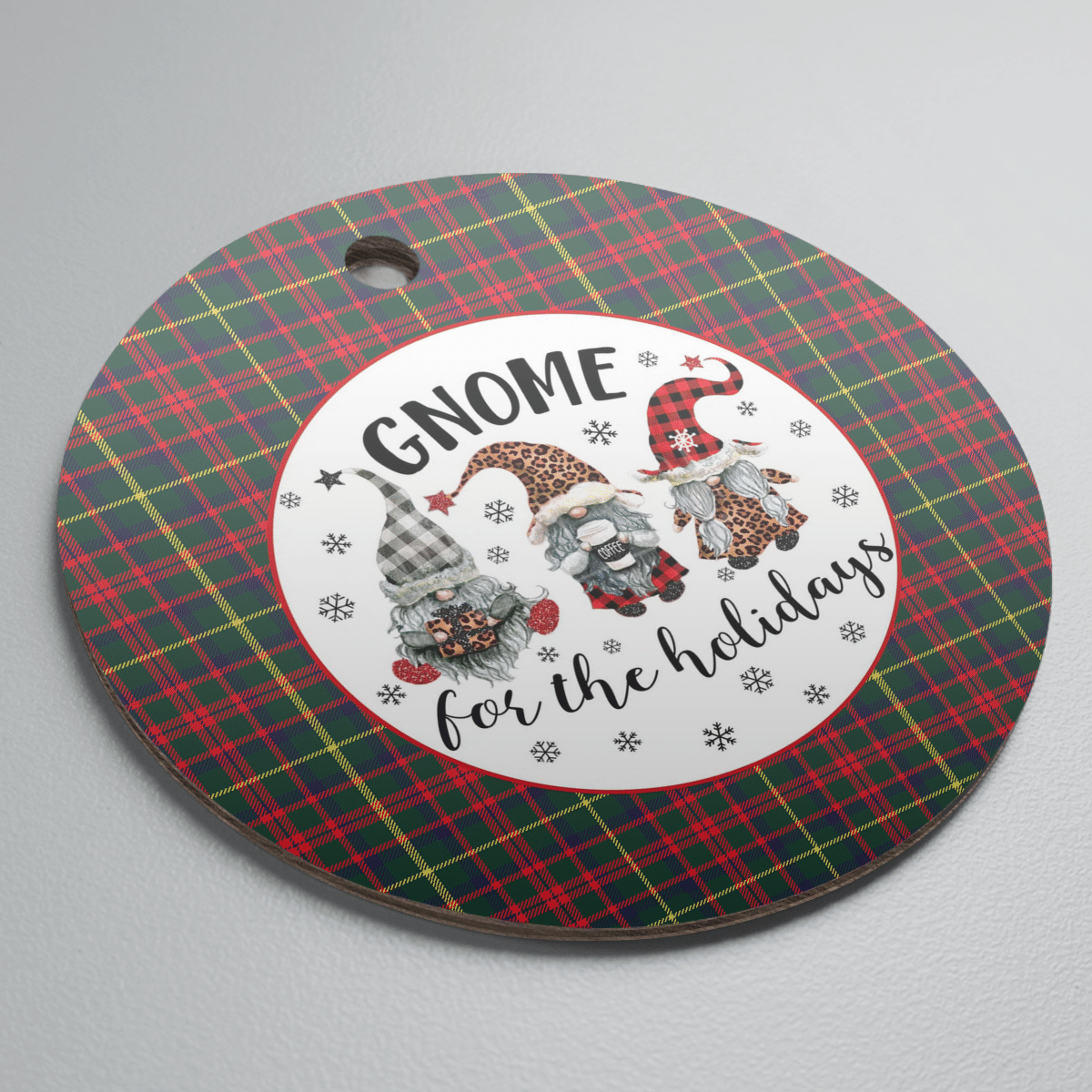 Clan MacKintosh Hunting Modern Tartan Tartan Crest Gnome Round Ceramic Ornament CZ78 MacKintosh Hunting Modern Tartan Tartan Christmas   