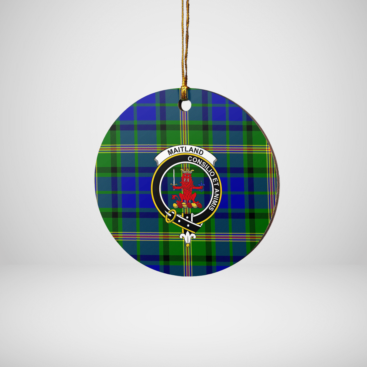 Clan Maitland Tartan Crest Round Ceramic Ornament KS13 Maitland Tartan Tartan Christmas   