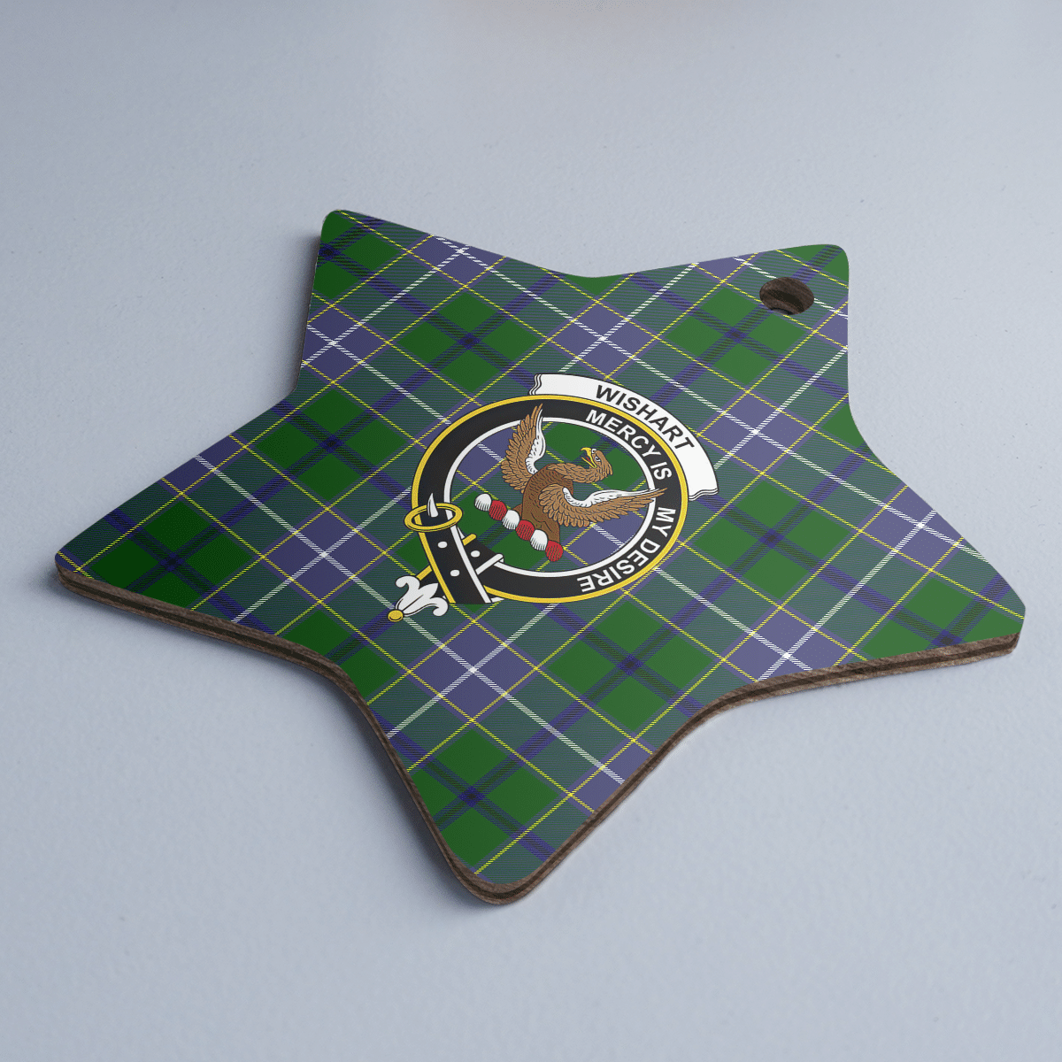 Clan Wishart Hunting Tartan Crest Star Ceramic Ornament YH69 Wishart Hunting Tartan Tartan Christmas   