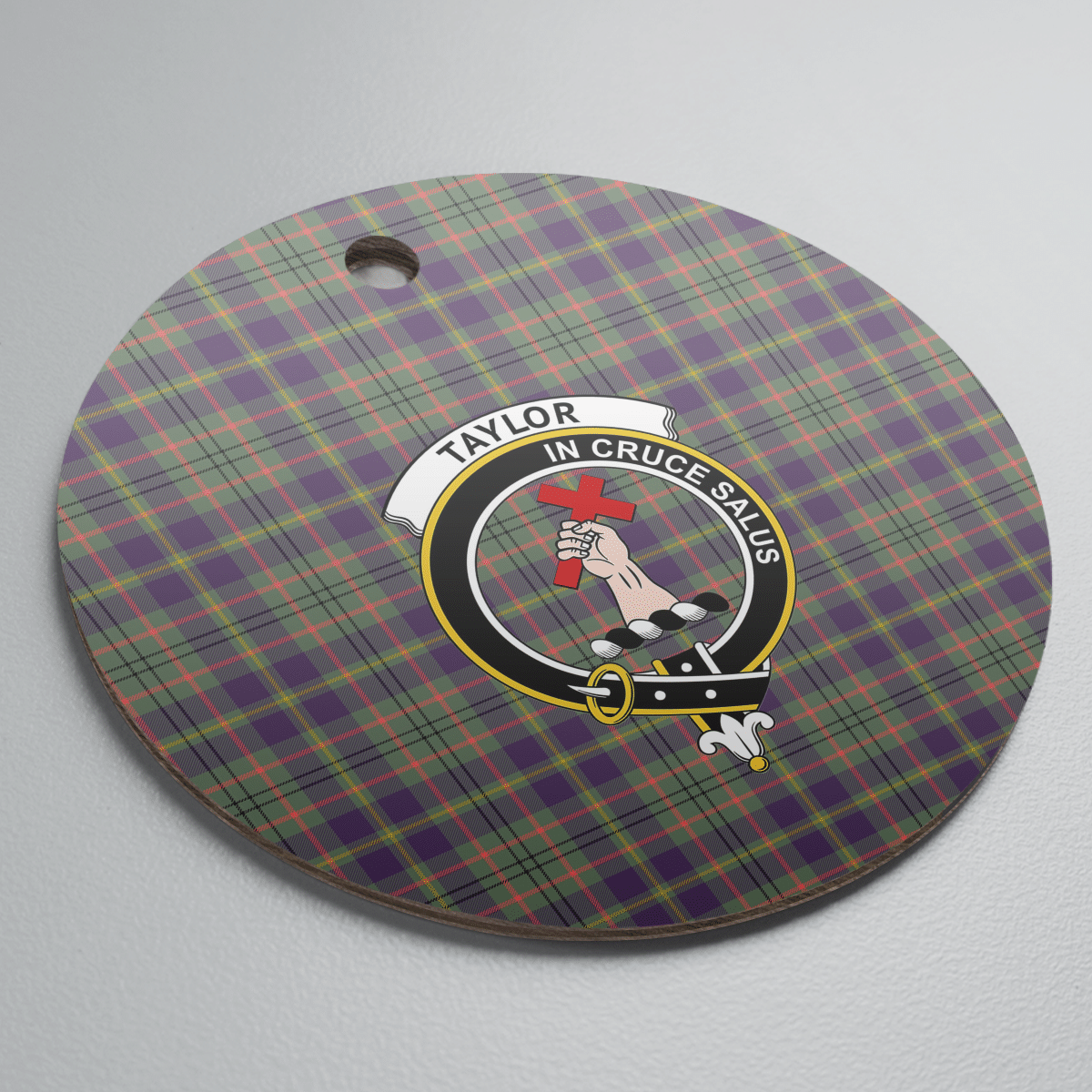 Clan Taylor Weathered Tartan Crest Round Ceramic Ornament JF86 Taylor Weathered Tartan Tartan Christmas   