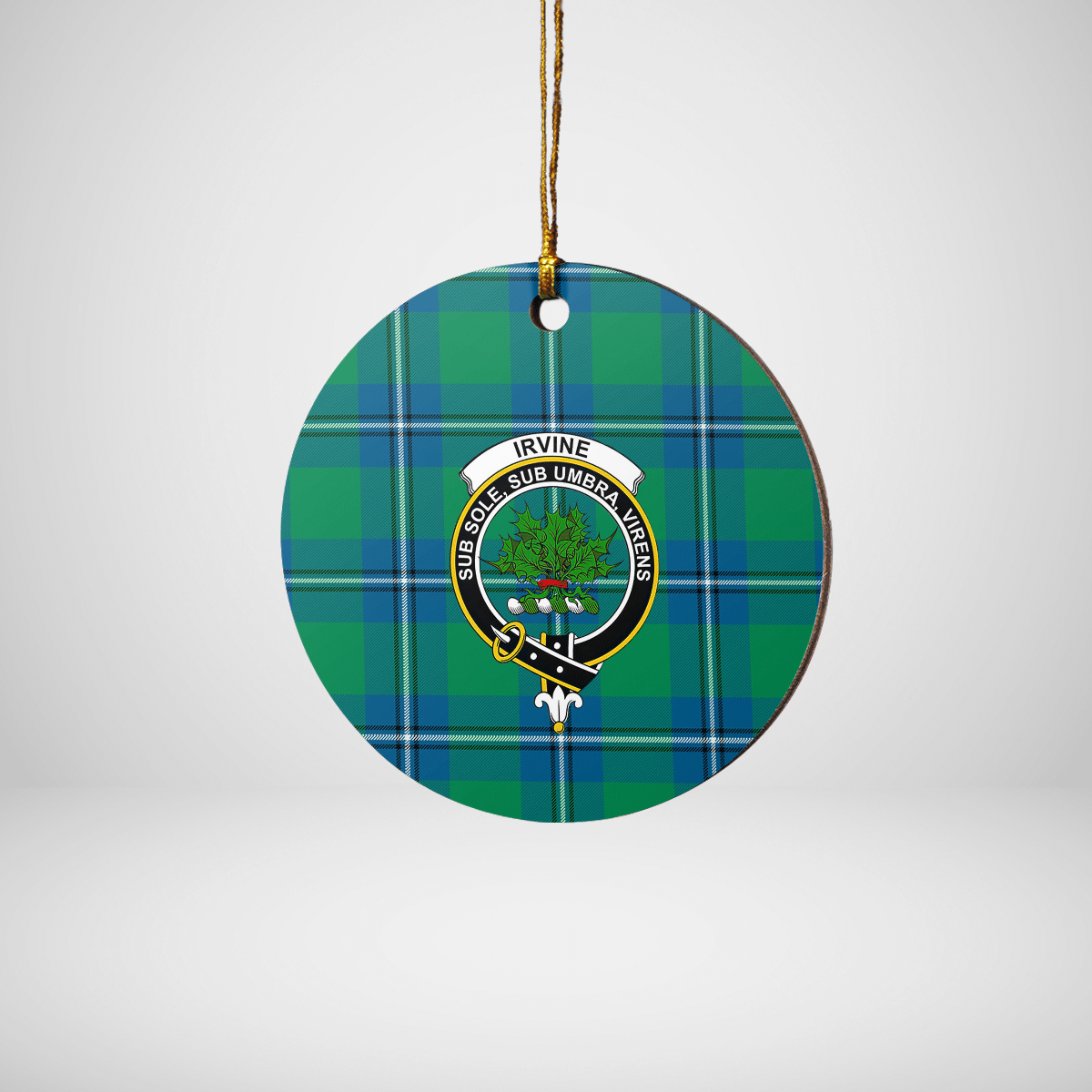 Clan Irvine Ancient Tartan Crest Round Ceramic Ornament JX22 Irvine Ancient Tartan Tartan Christmas   