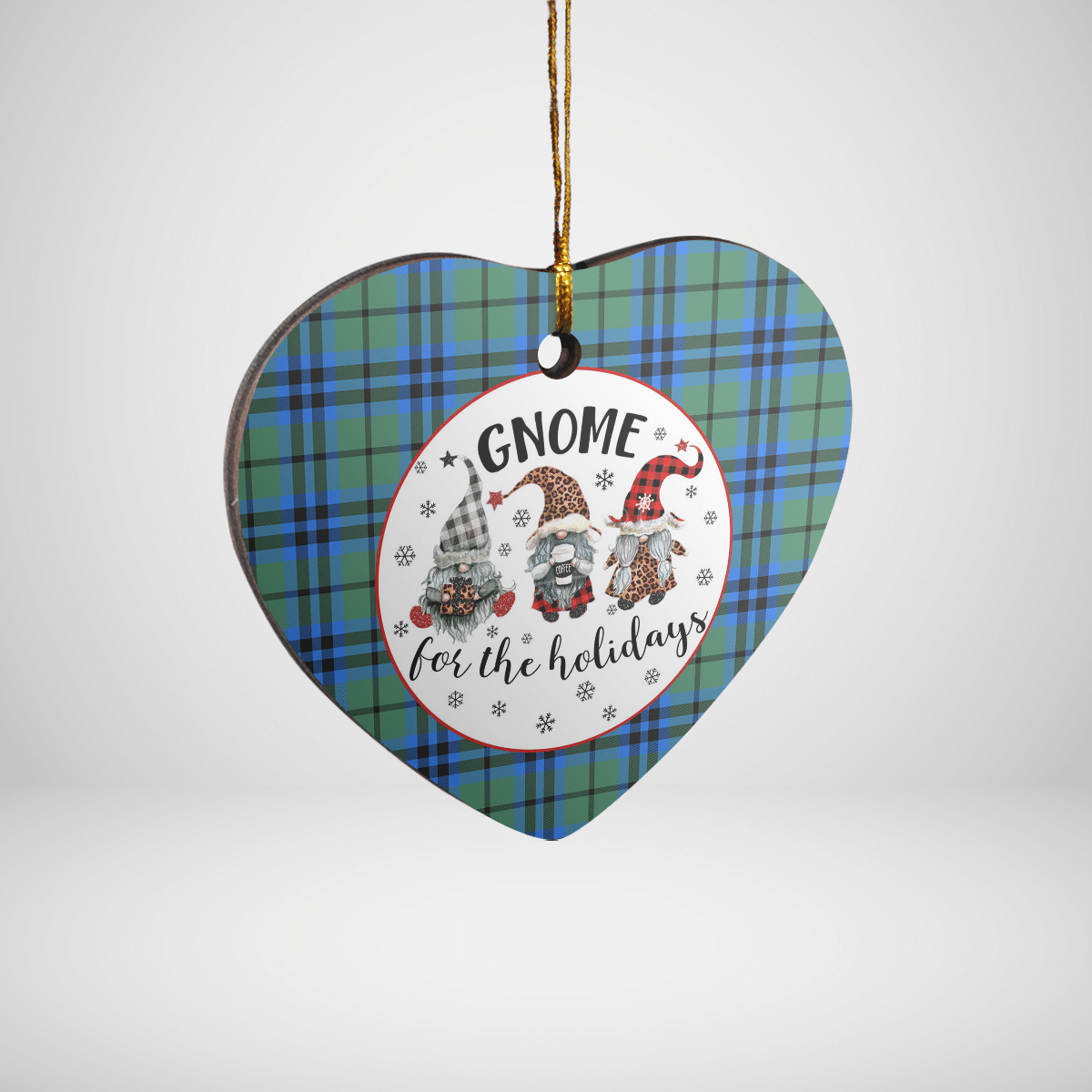 Clan Falconer Tartan Tartan Crest Gnome Heart Ceramic Ornament NP84 Falconer Tartan Tartan Christmas   