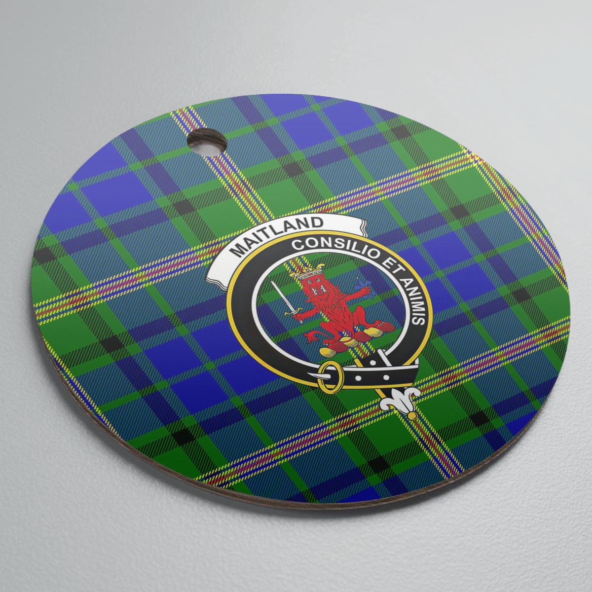 Clan Maitland Tartan Crest Round Ceramic Ornament KS13 Maitland Tartan Tartan Christmas   