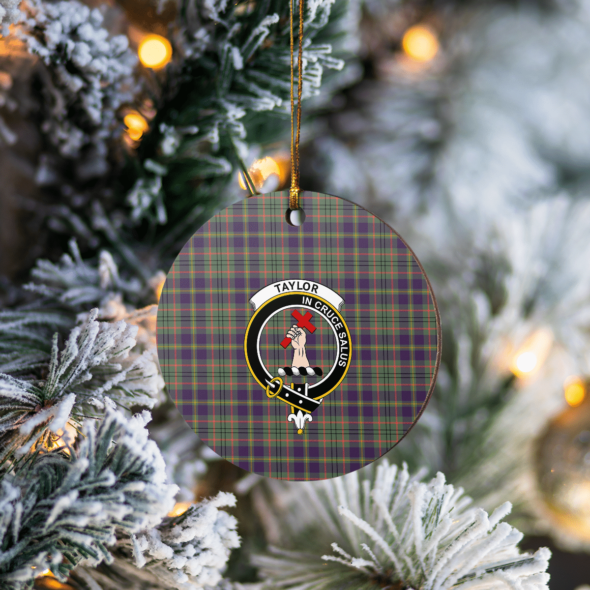 Clan Taylor Weathered Tartan Crest Round Ceramic Ornament JF86 Taylor Weathered Tartan Tartan Christmas   