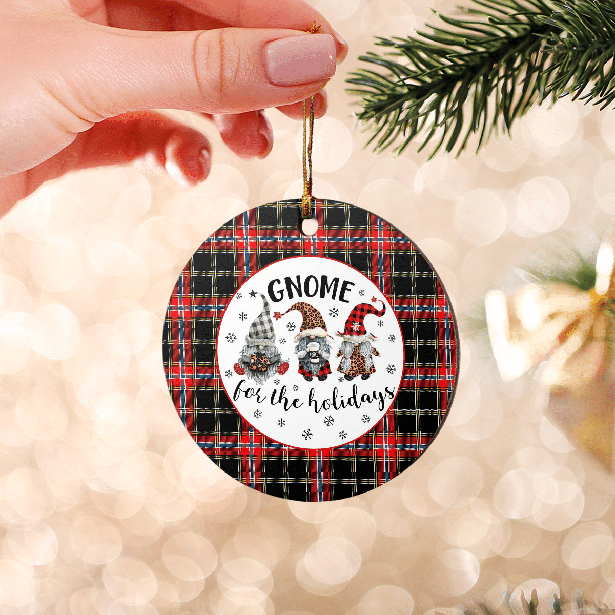 Clan Norwegian Night Tartan Tartan Crest Gnome Round Ceramic Ornament AU59 Norwegian Night Tartan Tartan Christmas   