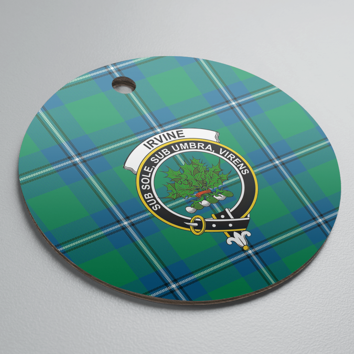 Clan Irvine Ancient Tartan Crest Round Ceramic Ornament JX22 Irvine Ancient Tartan Tartan Christmas   