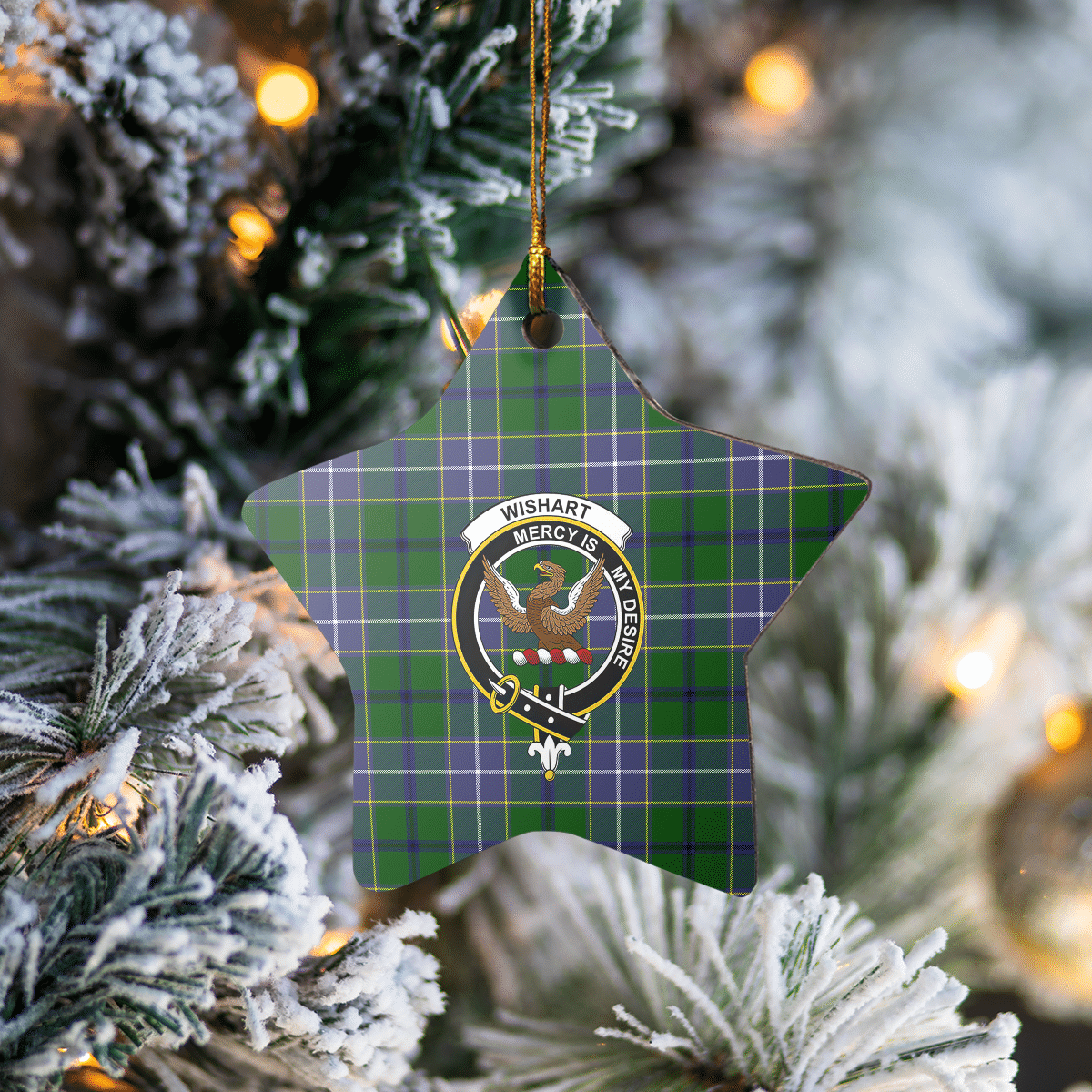 Clan Wishart Hunting Tartan Crest Star Ceramic Ornament YH69 Wishart Hunting Tartan Tartan Christmas   