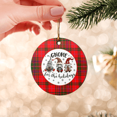 Clan MacDougall Modern Tartan Tartan Crest Gnome Round Ceramic Ornament WJ66 MacDougall Modern Tartan Tartan Christmas   