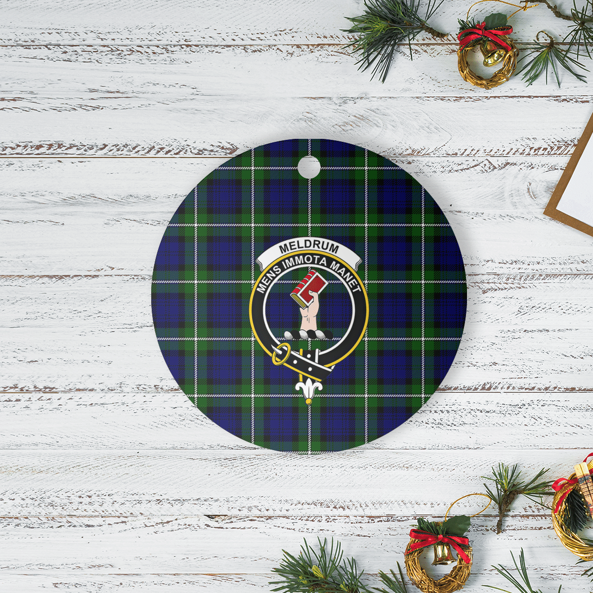 Clan Meldrum Forbes Tartan Crest Round Ceramic Ornament II88 Meldrum Forbes Tartan Tartan Christmas   