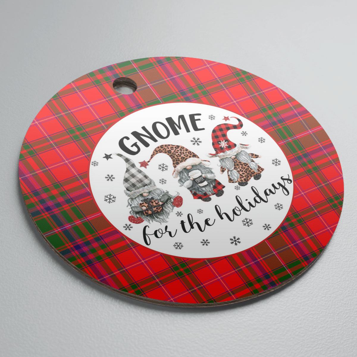 Clan MacDougall Modern Tartan Tartan Crest Gnome Round Ceramic Ornament WJ66 MacDougall Modern Tartan Tartan Christmas   