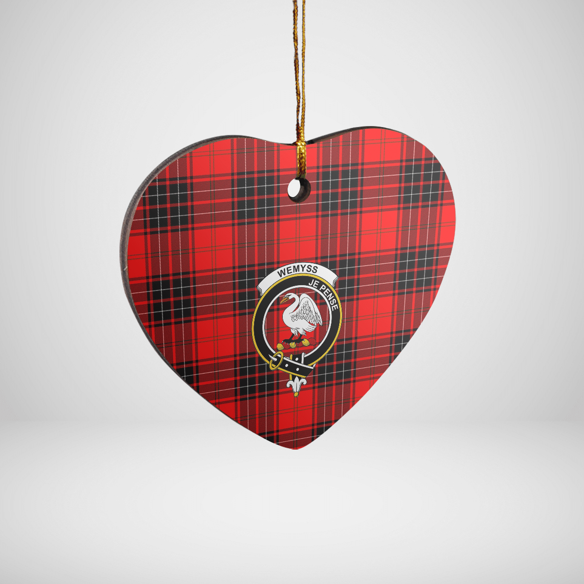 Clan Wemyss Modern Tartan Crest Heart Ceramic Ornament BM81 Wemyss Modern Tartan Tartan Christmas   