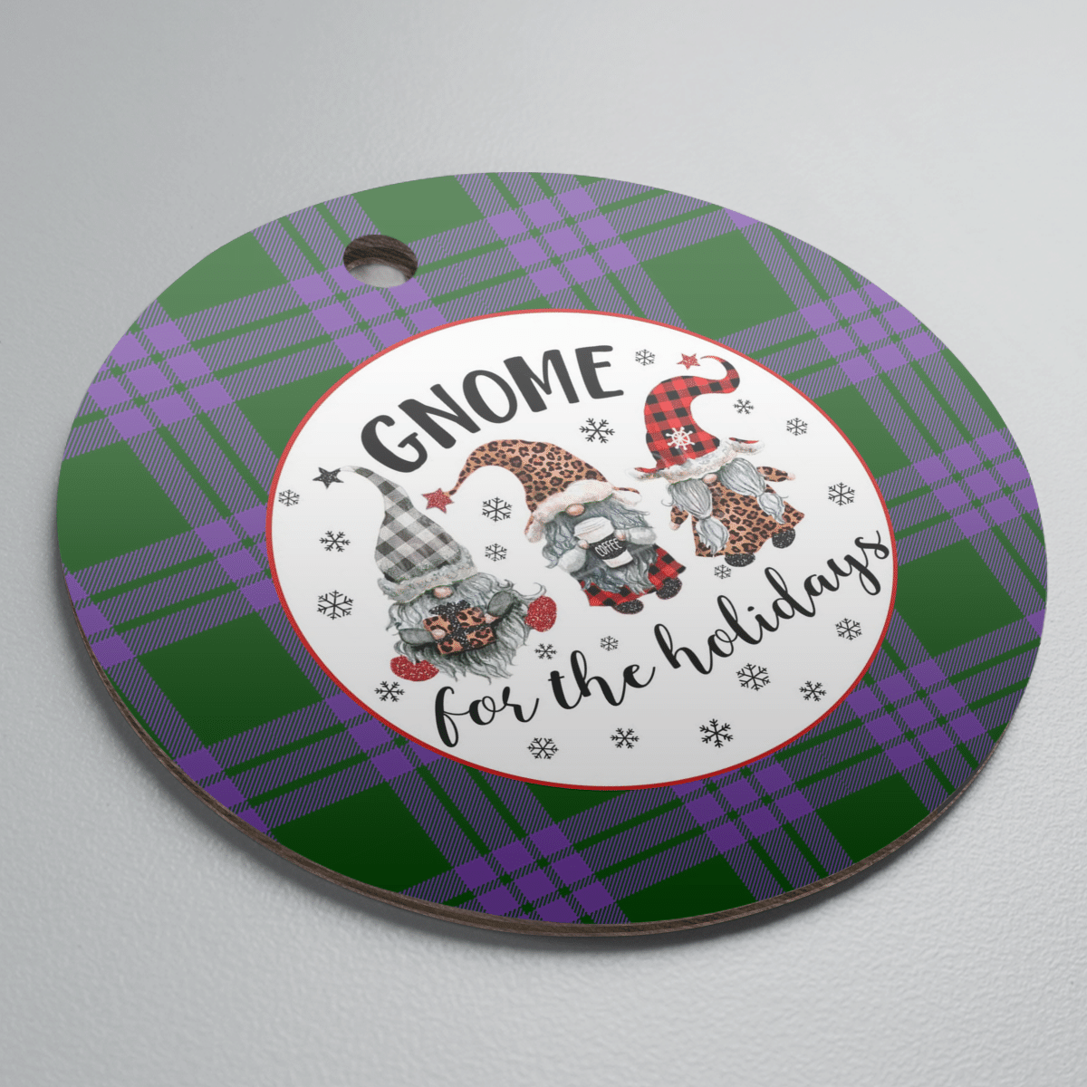 Clan Elphinstone Tartan Tartan Crest Gnome Round Ceramic Ornament NK85 Elphinstone Tartan Tartan Christmas   