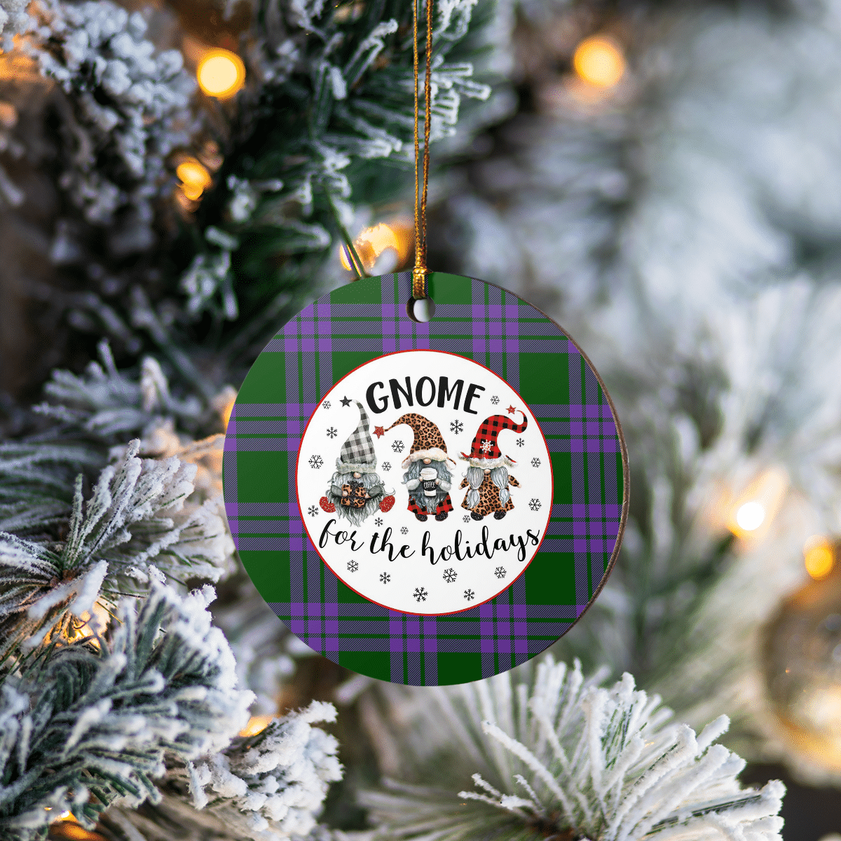 Clan Elphinstone Tartan Tartan Crest Gnome Round Ceramic Ornament NK85 Elphinstone Tartan Tartan Christmas   