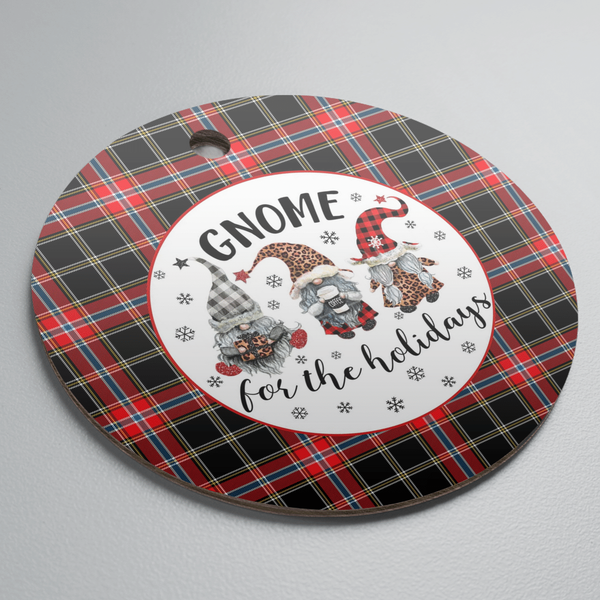 Clan Norwegian Night Tartan Tartan Crest Gnome Round Ceramic Ornament AU59 Norwegian Night Tartan Tartan Christmas   