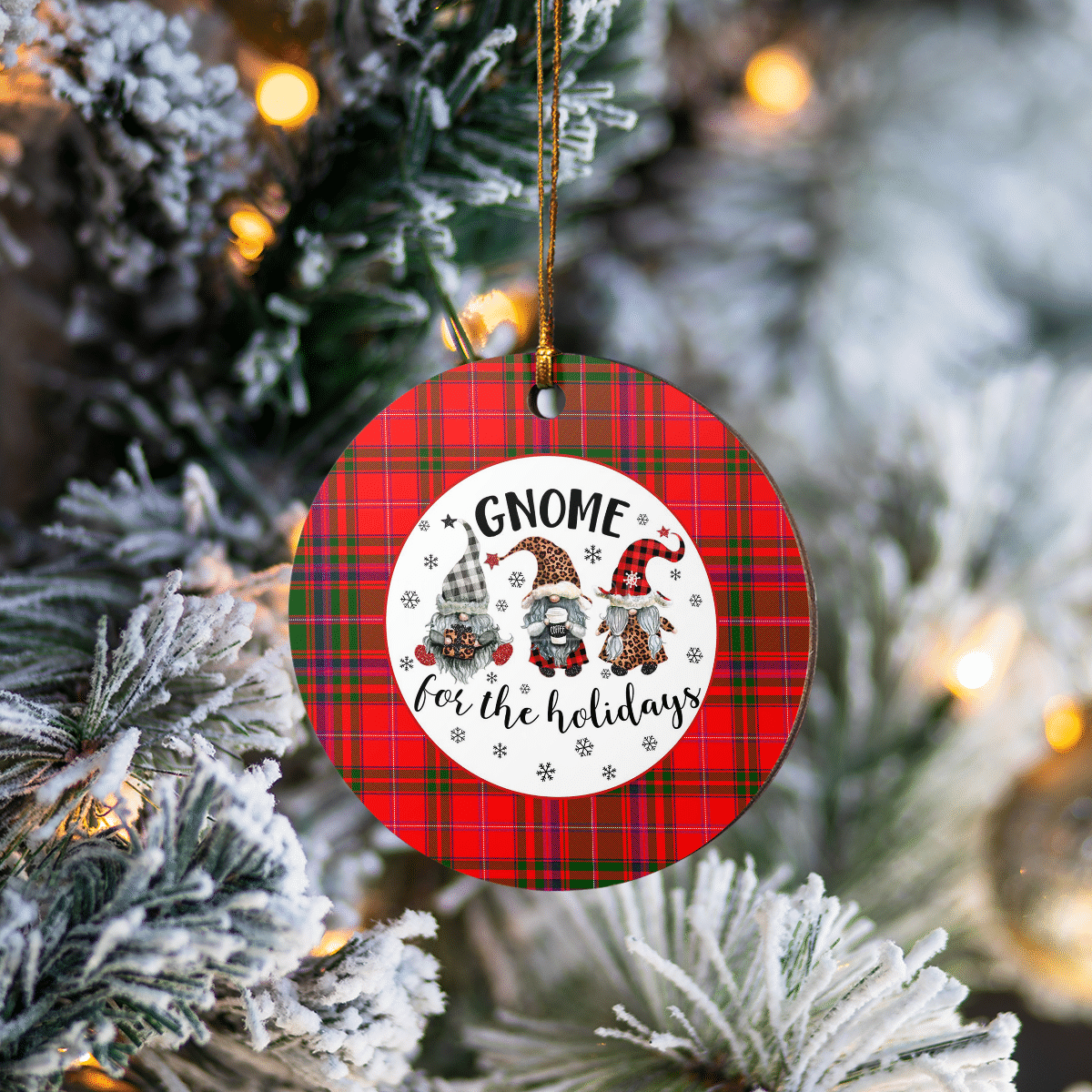 Clan MacDougall Modern Tartan Tartan Crest Gnome Round Ceramic Ornament WJ66 MacDougall Modern Tartan Tartan Christmas   