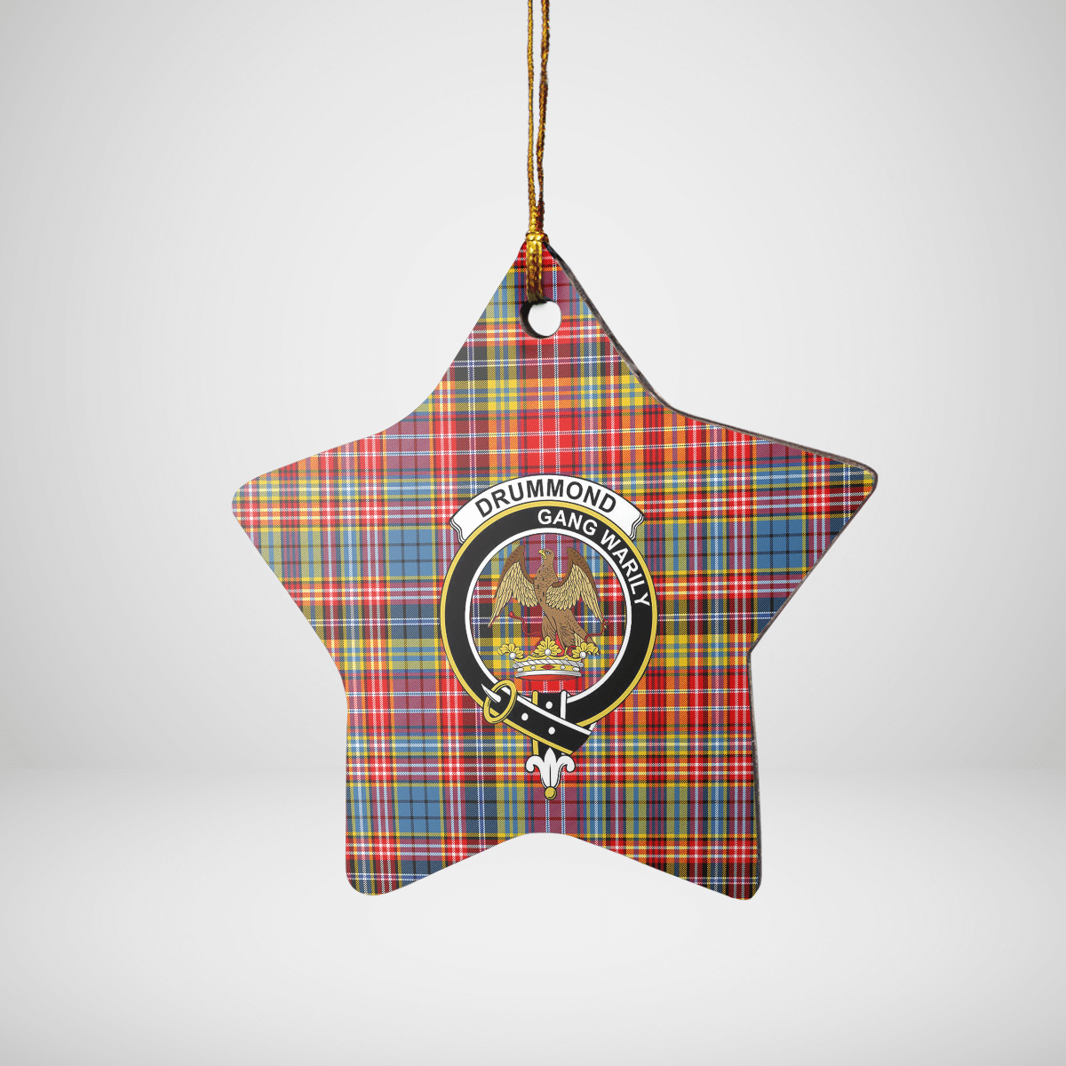 Clan Drummond of Strathallan Tartan Crest Star Ceramic Ornament OB70 Drummond of Strathallan Tartan Tartan Christmas   