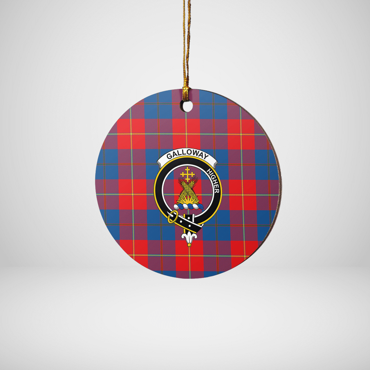 Clan Galloway Red Tartan Crest Round Ceramic Ornament TU41 Galloway Red Tartan Tartan Christmas   