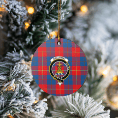 Clan Galloway Red Tartan Crest Round Ceramic Ornament TU41 Galloway Red Tartan Tartan Christmas   